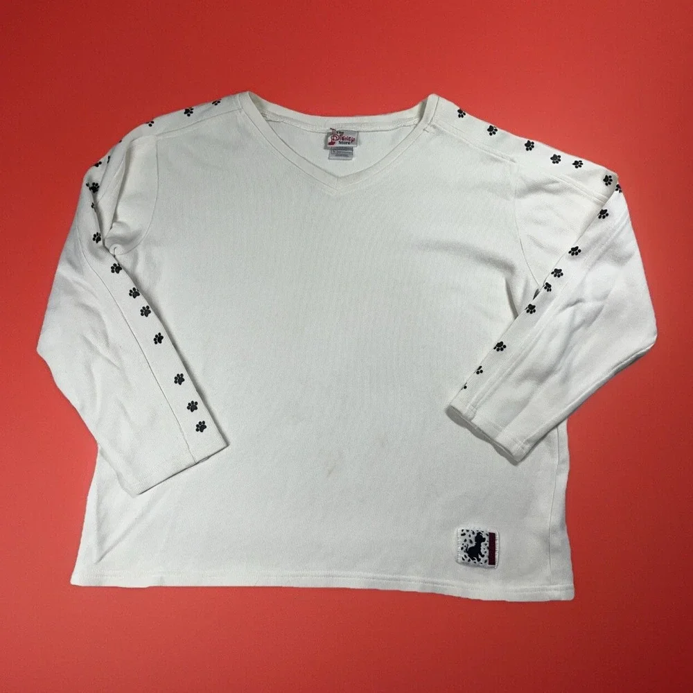 The Disney Store 101 Dalmatians Lightweight‎ Sweatshirt Paw Print Pattern Size L